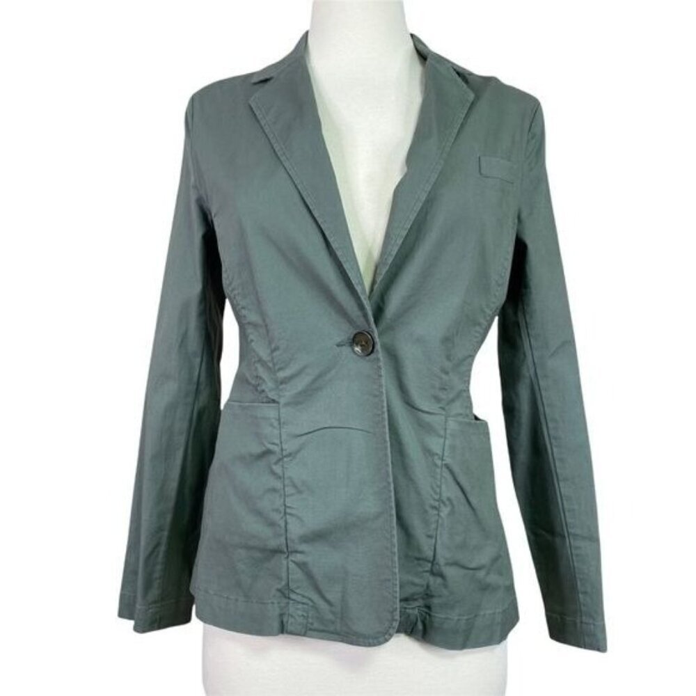 CABI Everyday Blazer 207 Sage Green Cotton Stretch One Button Jacket XS